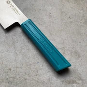 180mm Bunka. Stonewashed AUS8. Sonic Teal Recycled Plastic Skateboard Material Handle