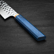 NACIONALE BLADEWORKS 215mm Gyuto. Hammered San Mai 440C Stainless. Blue Pakka /