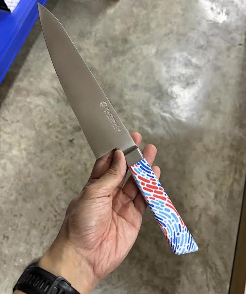 Handle: Stainless Bolster + Graffiti WHITE Handle (Hand Painted)