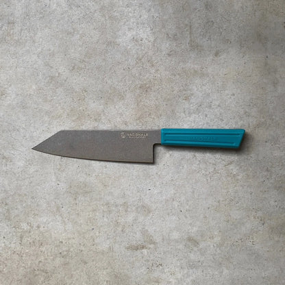 180mm Bunka. Stonewashed AUS8. Sonic Teal Recycled Plastic Skateboard Material Handle