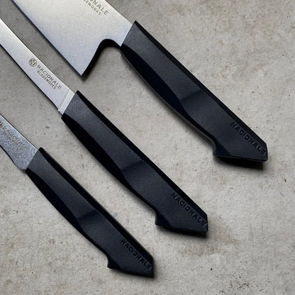 3pc Set. 215mm Chefs Knife + 150mm Boning Knife + 90mm Paring Knife. AUS8 Steel. Recycled Plastic Skateboard Material Handle