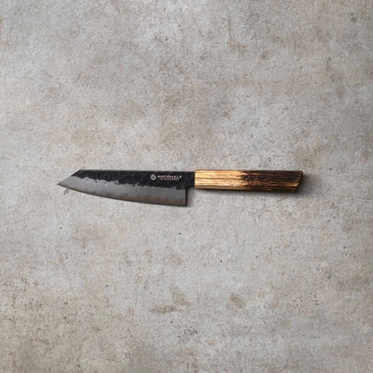 145mm K-tip Petty. Hammered San Mai 440C Stainless. Burnt Oak Handle