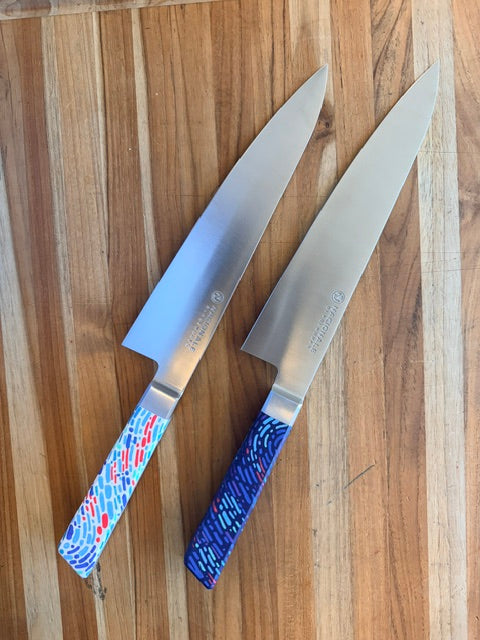 Handle: Stainless Bolster + Graffiti WHITE Handle (Hand Painted)