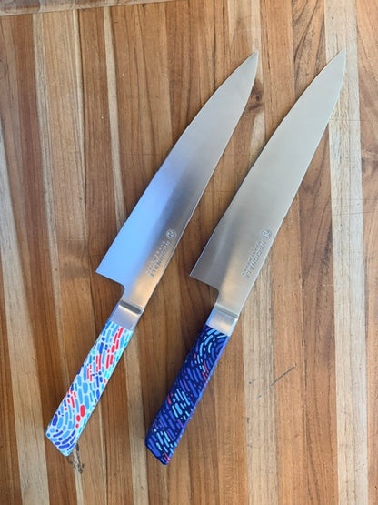 Handle: Stainless Bolster + Graffiti WHITE Handle (Hand Painted)