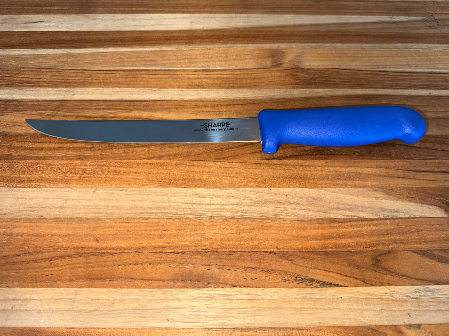 Knife Fillet 8” Straight, blue Handle, Semi-Flexible