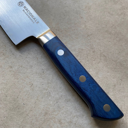 215mm Gyuto. San Mai AUS10 Stainless. Bolstered Blue Pakkawood Handle