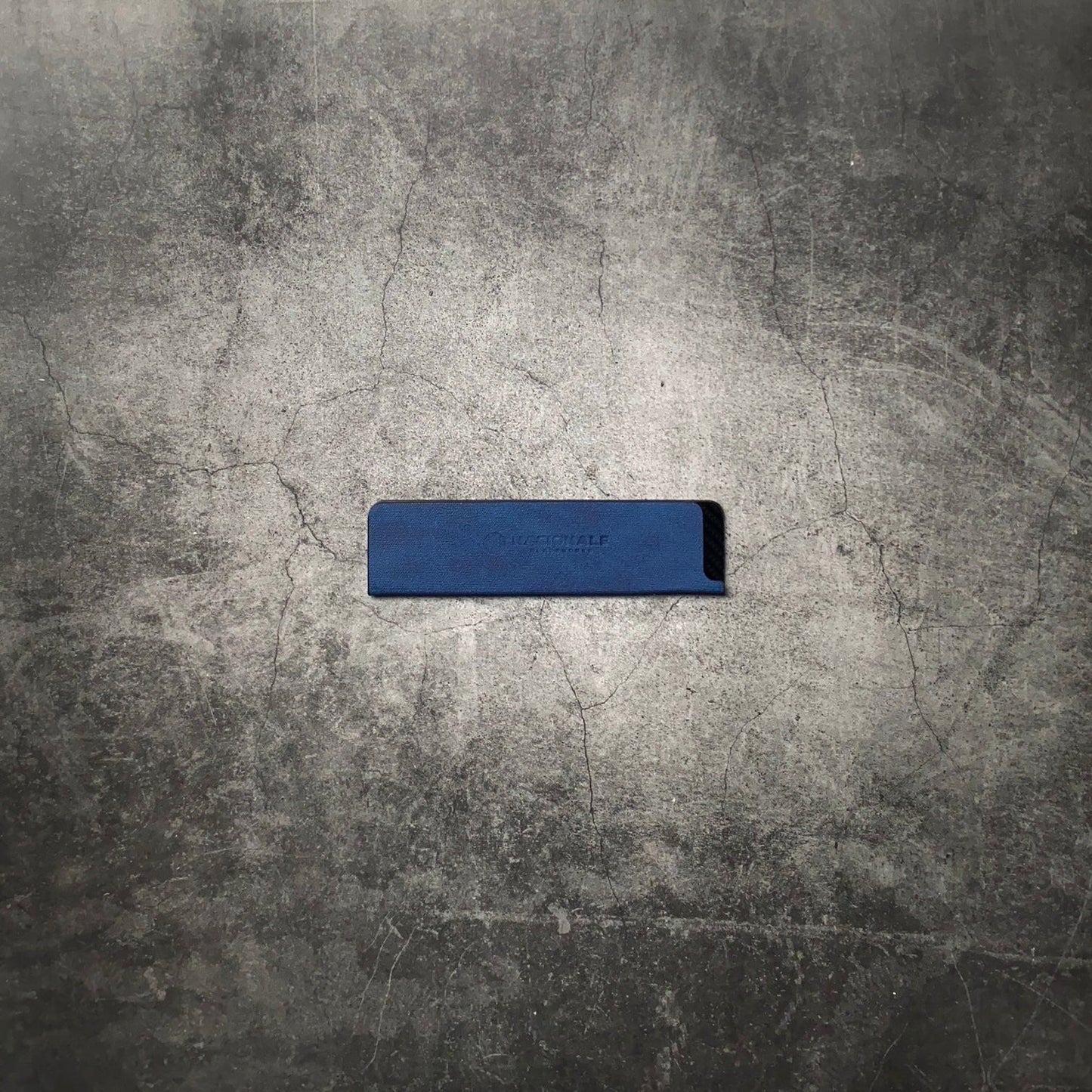 Nacionale 165mm Magnetic Knife Guard. Denim Blue PU (small)