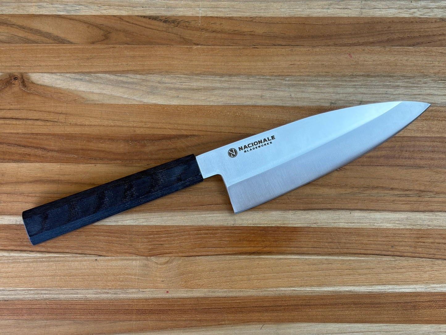 Nacionale 180mm Single Bevel Deba, AUS8, Navy Blue Micarta