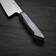 NACIONALE 215mm Chefs Knife. San Mai AUS10 Stainless. EBONY Maple
