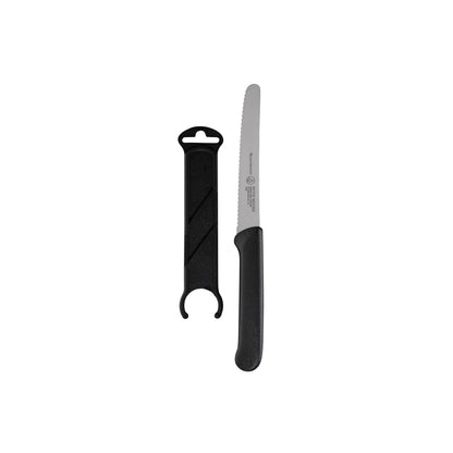 Petite Messer Black Serrated Tomato Knife with Matching Sheath - 4.5"