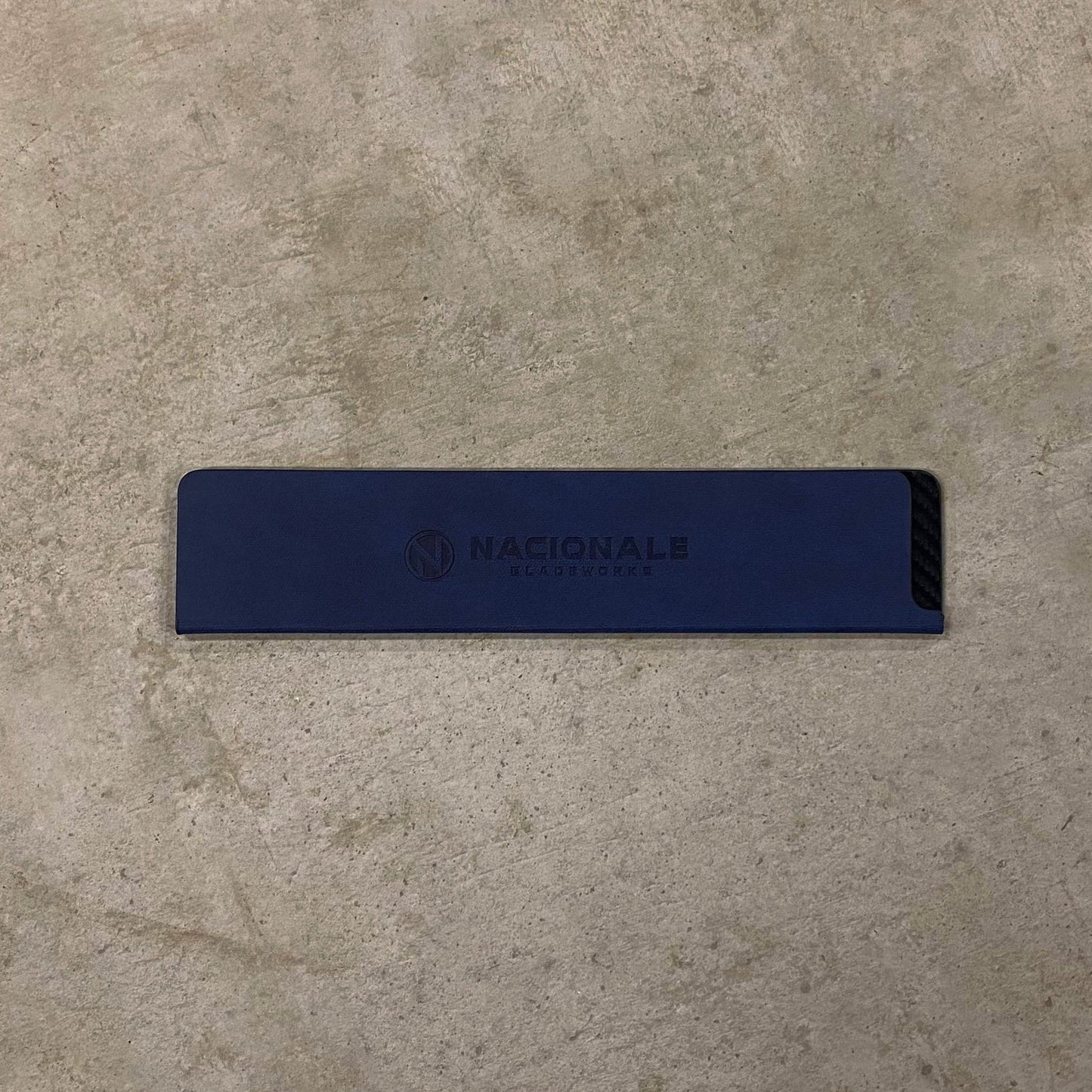NACIONALE BLADEWORKS 215mm Magnetic Knife Guard. Denim Blue PU (large)
