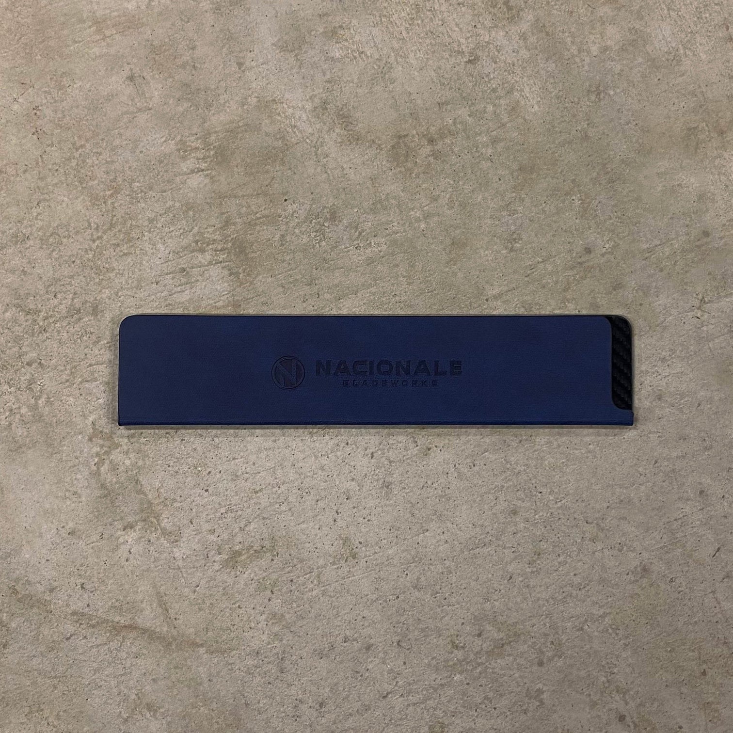 NACIONALE BLADEWORKS 215mm Magnetic Knife Guard. Denim Blue PU (large)