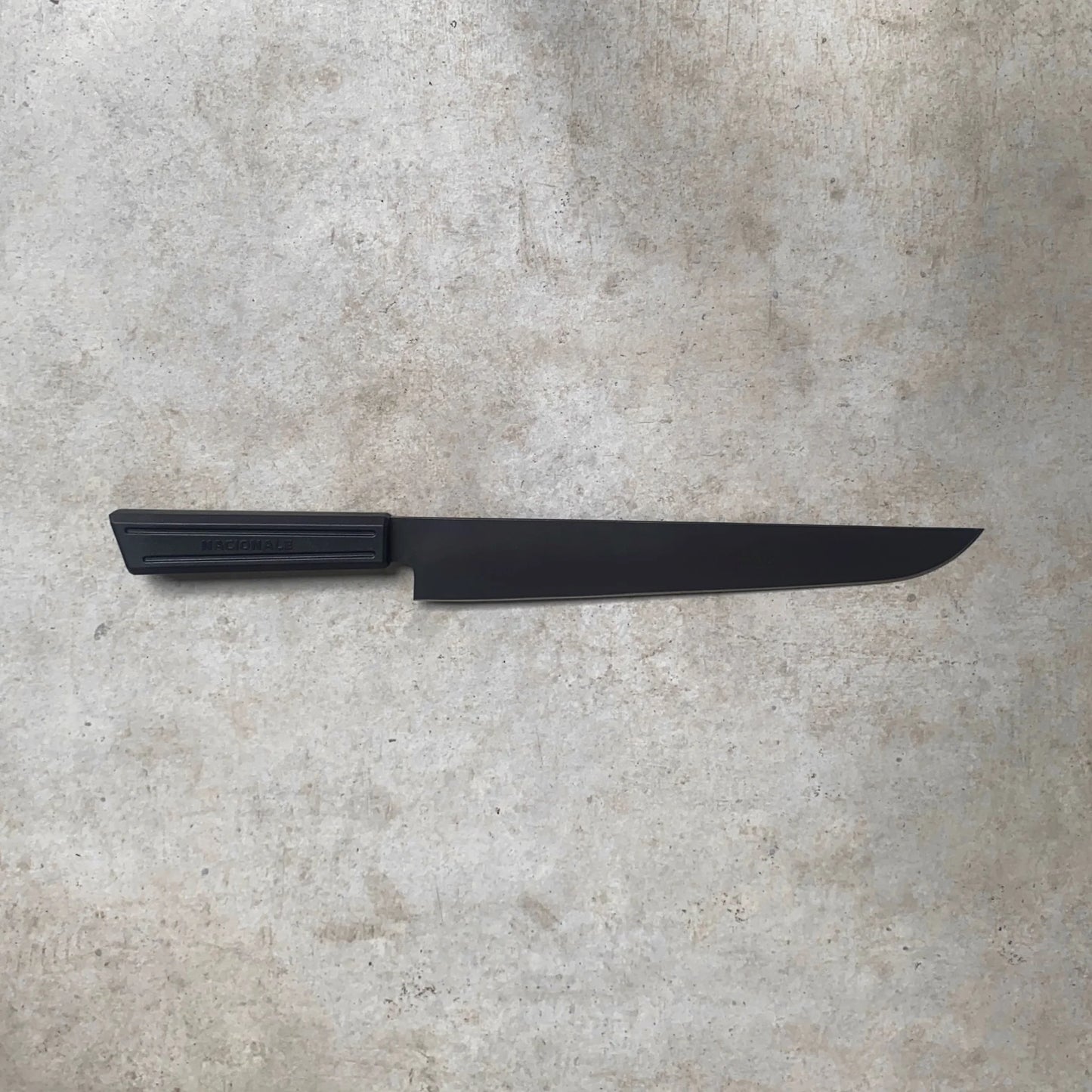 Sujihiki Slicer. Black Stonewashed AUS8. Black Recycled Plastic Skateboard Mate