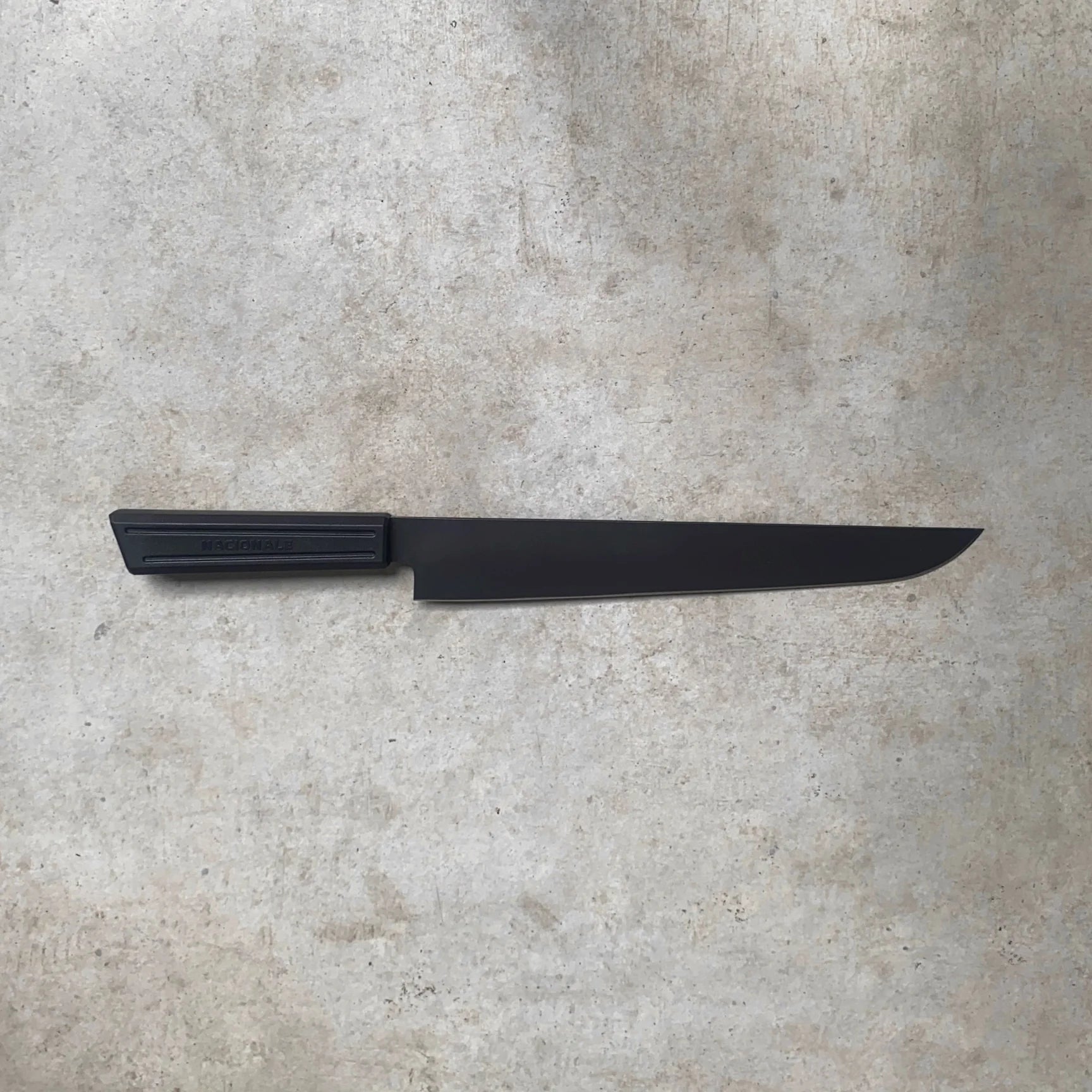 Sujihiki Slicer. Black Stonewashed AUS8. Black Recycled Plastic Skateboard Mate