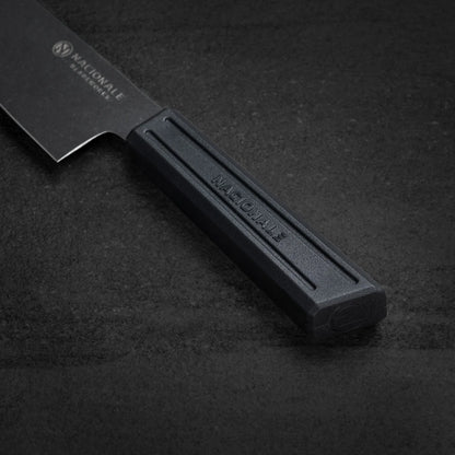 Gyuto. Black Stonewashed AUS8. Black Recycled Plastic Skateboard Material